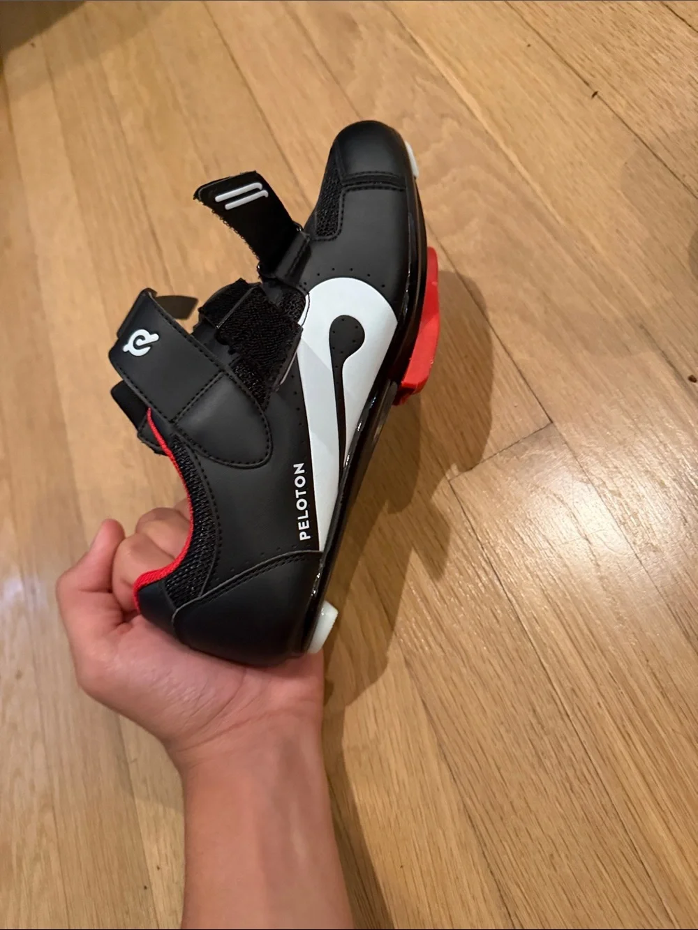 Kids Black and Red Peloton Shoes with Secure Straps never worn size 38